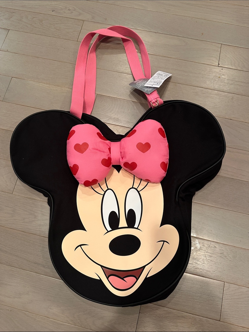 Disney Minnie Mouse Black Tote with Pink Heart Bow